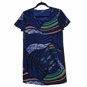 Tildon Blue Geometric Print Shift Dress